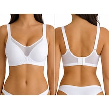 Fk Lingerie Art: 1250 Dikişsiz Lazer Kesim Tül Detaylı Pedli Ve Balensiz Konfor Sütyen BEYAZ