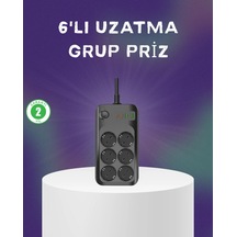 Mey İthalat 6 Prizli Çoklu Uzatma Kablosu Usb Type-c Hızlı Şarj Termal Koruma Diğer