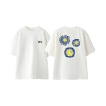 Thewert Van Gogh 6 Tasarım Sırt Baskılı Pamuk Beyaz Oversize T-shirt