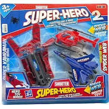 Spiderman Örümcek Adam Vantuz Fırlatan Eldiven Ve Savaş Uçağı+helikopter Süper Hero Oyuncak
