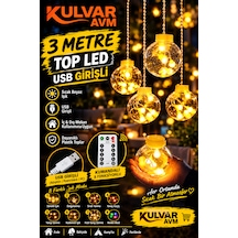 Kumandalı 8 Ayrı Fonksıyonlu Top Perde Led Peri Perde Led Usb Girişli Perde Led Yılbaşı Top Perde Led