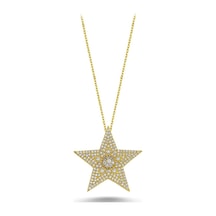Yıldız Model Beyaz Zirkon Taşlı Hayalet Kolye (498564650)