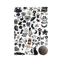 64 Adet Gotik Fairygrunge Sticker Seti Estetik Witchy Çıkartma Laptop Telefon Kılıfı Ve Defter Etiketi Siyah