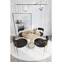 Avvio Pienna Mat Gold Teddy Sandalye 90x90 Yuvarlak Yemek Masası Mutfak Masası Masa Sandalye Takımı Akça