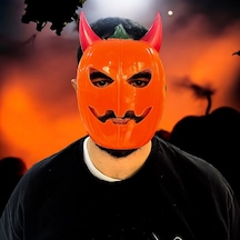 Vıp Halloween Mask Vıp Cadılar Bayramı Turuncu Bal Kabağı Korku Maskesi Parti Maskesi The Mask Standart