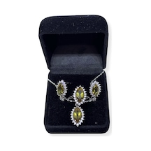 Oya Silver Beyaz Işıltı Çevrili Zultanit Gümüş Set&takım Model2