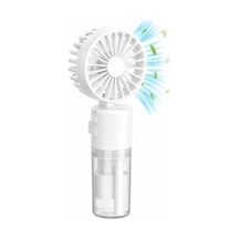 Mini Fan Şarjlı El Fanı Beyaz Boyuna Asmalı Usb Type-c Şarjlı 4 Kademeli Taşınabilir Vantilatör Serinletici Fan