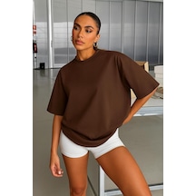 Oversize Unisex Tişört Kahverengi