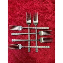 6'lı Lüx Hasır Yemek Çatalı Royaleks-69022 Çok Renkli