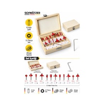 Alman 12 Parça Freze Uç Takımı Ahşap Oyma Ağaç Delme Çantalı Set 6 Mm
