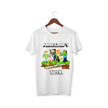 Alpşan Ticaret İsme Özel Minecrat Tişört Özel Kişiye Özel Minecraft T-shirt Unisex Yetişkin Çocuk Beyaz Tişört Beyaz