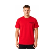 Hzr Wear Erkek Enjeksiyon Baskılı Basic Tişört Bisiklet Yaka Regular Fit %100 Pamuk Kırmızı