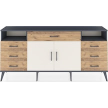 Arges Konsol 4 Raflı 7 Çekmeceli 2 Kapaklı 176x30x83 Antrasit-aytaşı/çam Aytaşı/çam
