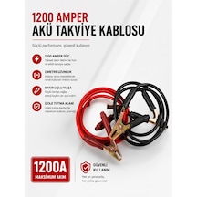 1200 Amper Akü Takviye Kablosu 2 Metre Bakır Uçlu 1 Adet