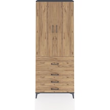 Arges Dolap 2 Raflı 4 Çekmeceli Tek Askılı 88x30x221 Antrasit-çam Antrasit