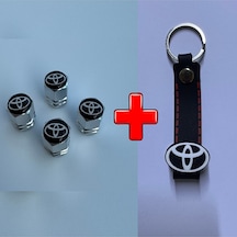 Toyota Auris İle Uyumlu Logolu Alüminyum Sibop Kapağı Ve Silikon Anahtarlık