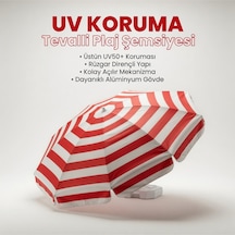 360 Dönebilen Plaj Şemsiyesi Uv Korumalı Su İtici Solmaz Kumaş 190 Gr Dokuma Polyester -kırmızı