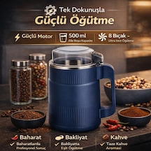 Polham Süper Güçlü Motor 500 Ml Paslanmaz Çelik 8 Bıçaklı Kompakt Baharat, Bakliyat Ve Kahve Öğütücü Mavi