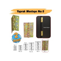 Metal Yaprak Menteşe 2 Adet Prinç Sarı No:5 Mobilya Pencere Kapı Dolap Pvc Menteşesi İki Kanatlı