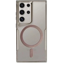 Newface Samsung Galaxy S24 Ultra Kılıf Boyi Magsafe Silikon Kapak - Titan Gri