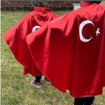 23 Nisan Özel Türk Bayraklı Kırmızı Gösteri Pelerini
