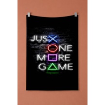 Just One More Game Duvar Örtüsü, Gamer Oda Dekoru, Oyuncu Baskılı Kumaş Duvar Halısı Beyaz