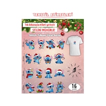 Ütü İle Yapışan Kıyafet Etiketi Stitch Yılbaşı Özel Seri 16lı Set Karışık