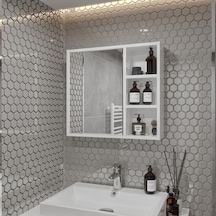 Rosepal Mobilya Luna Banyo Tuvalet Aynalı Beyaz Dolap 65' Beyaz