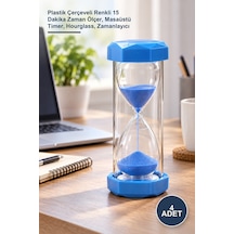 4 Adet Kum Saati Plastik Çerçeveli Renkli 15 Dakika Zaman Ölçer, Masaüstü Timer, Hourglass, Zamanlayıcı