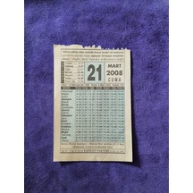 21 Mart 2008 Takvim Yaprağı - Nostaljik Koleksiyonluk Takvim Yaprağı A