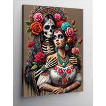 Kanvas Tablo Renkli La Catrina Figürü 50cmx70cm
