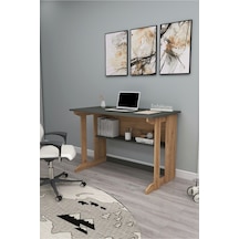 Enda Home Pillar Kütüphaneli Geniş Çalışma Masası 100x56 Cm Çam - Antrasit Çam - Gri