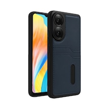 Oppo A38 Sara Kartvizitli Deri Kılıf - Lacivert 0.2M-Çok Renkli
