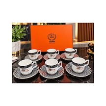 Bone China At Desenli Kahve Fincan Takımı 6 Kişilik Siyah - 932555966 Siyah