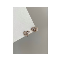 Çelik Rose Gold Kristal Taşlı Kalp Wishes Küpe -kararma Yapmaz- Altın