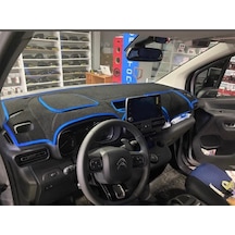 2021+ Modellerine Uygun Citroen Berlingo Torpido Koruma Halısı Kenar Renk Mavi