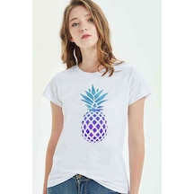 Watercolor Pineapple Kadın Beyaz Tshirt (534311962)