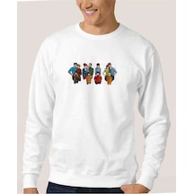 Southpark Baskılı Beyaz Erkek Örme Sweatshirt