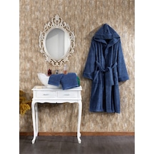 Finezza Luna %100 Pamuk Bornoz Seti Lacivert 3 Parça - 806 Çok Renkli