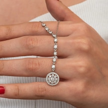 Gümüş Sıralı Zirkon Taşlı Çiçek Kadın Kolye Altın