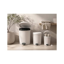 3'lü Pedallı Çöp Kovası Seti Lüks Banyo Mutfak Çöp Kovası İç Kovalı 20l + 13l + 8l Beyaz - 893372061 Beyaz
