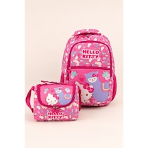 Hello Kitty Lisanslı Kız Çocuk 2'li Okul Çanta Seti İlkokul Sırt Çantası Beslenme Çantası Pembe