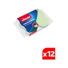 Vileda 12 Paket 2'li Parlak Konfor Oluklu Bulaşık Süngeri Yeşil