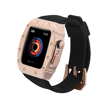 Mobilteam Watch 7 45mm Uyumlu Krd-65 Kordon-siyah-rose Gold
