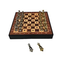 Gifthome Parlak Klasik Ceviz Desenli Mini Seyahat Boy Satranç Takımı 16 X 16 Cm