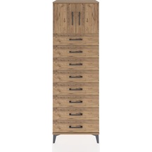 Hyperion Dolap Tek Raflı 8 Çekmeceli 2 Kapaklı 60x44x182 Çam-çam Atlas Çam