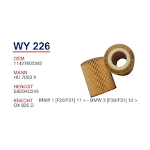 11427605342 BMW F1 F20 F30 Yağ Filtresi WUNDER