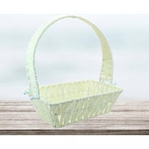 Saplı Dikdörtgen Sepet 24 Cm Küçük Boy Çok Renkli