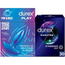 Durex Titreşimli Anal Plug Tıkaç + Durex Maraton Prezervatif 30'lu