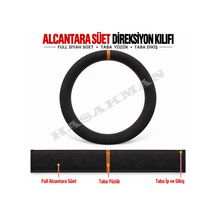 Mercedes Viano W636 Dikme Direksiyon Kılıfı Full Alcantara Süet Taba Yüzük Ve Taba Dikiş 2010-2014 Siyah